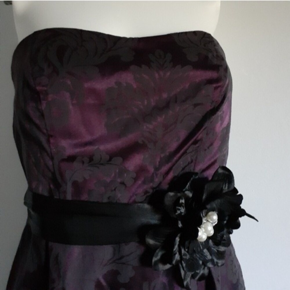 studio y Strapless dress brocade purple black cocktail special occasion 4 5 s